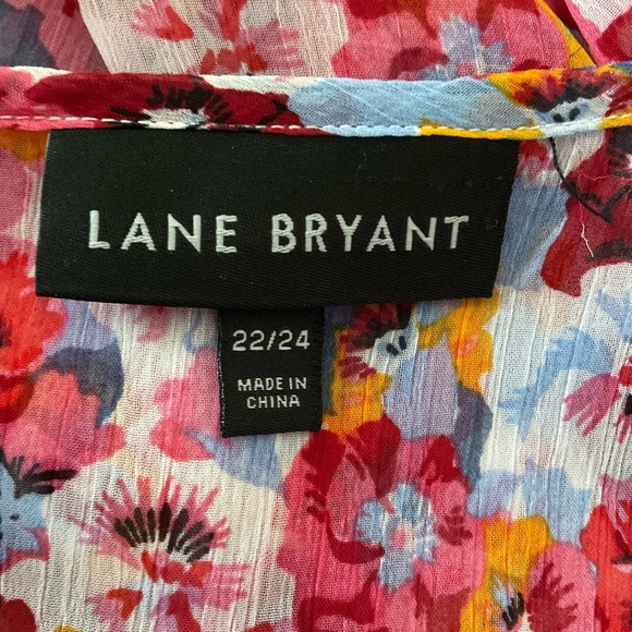 Lane Bryant Chiffon Baby Doll Pink & Red  Asymmetrical Tunic SIZE 22/25. P2P 28” - Picture 4 of 6